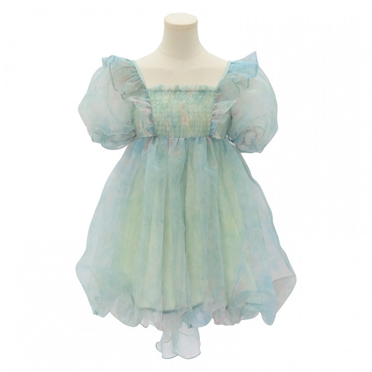 Green Short/Long Sleeves Short Bow with Sweet Detachable Version Dress Big
