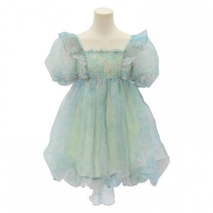 Green Short/Long Sleeves Short Bow with Sweet Detachable Version Dress Big
