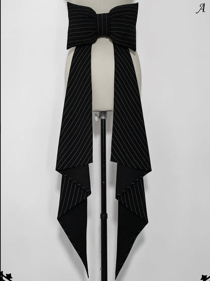 Train Bunny Striped Theater Bowknot Black