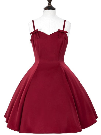 Spaghetti Waist Straps Elegant Dress Fit Red Slim