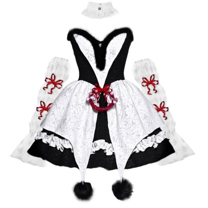 Gothic Christmas Plush Sweetheart Bouffant Dress Set