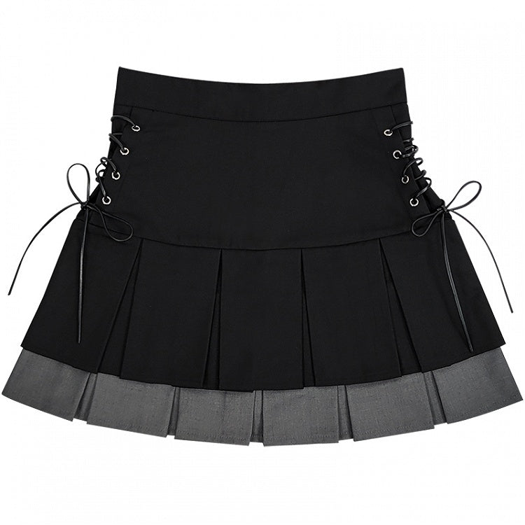 Skirt White/Gray Tiered Pleat Double and Black Box
