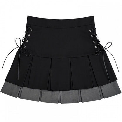 Skirt White/Gray Tiered Pleat Double and Black Box