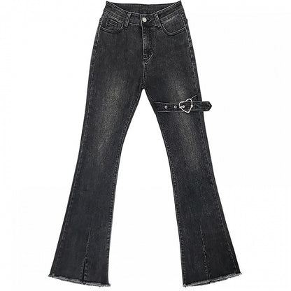 Jeans on Buckle Thigh Flared