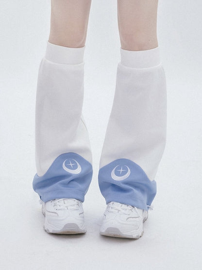 and Warmers Light Embroidery Moon White Tenshi Star Kaiwai Leg Blue