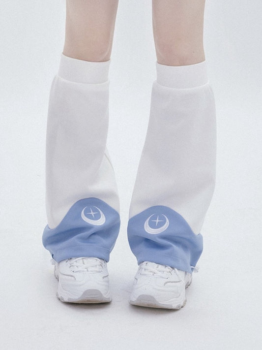 and Warmers Light Embroidery Moon White Tenshi Star Kaiwai Leg Blue