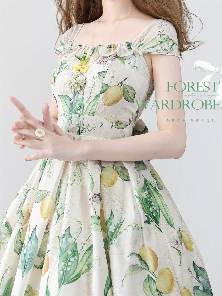 Yellow and Green Lemon Jumper Skirt Dress