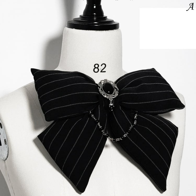 Bunny Theater Striped Bowknot Brooch