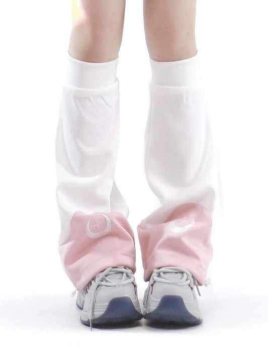 Moon and Star Leg Warmers Pink and White