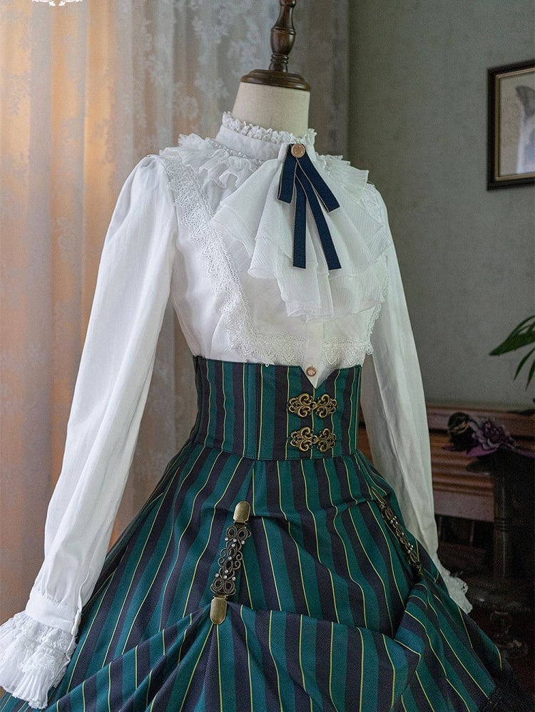 Blouse Gothic Collar / White Dark – Blue) Available Red High Colors Lolita Fabric 4 Washed in Suede (Black