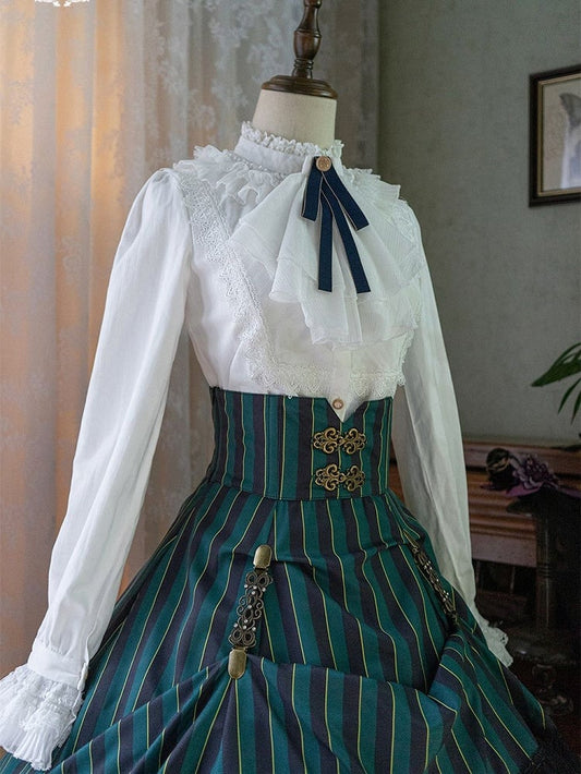 Blouse Gothic Collar / White Dark – Blue) Available Red High Colors Lolita Fabric 4 Washed in Suede (Black