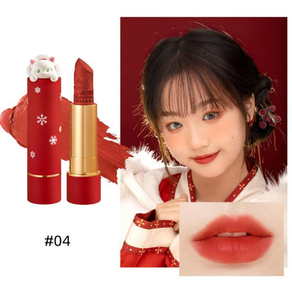 Cute Cat Matte Finish Lipstick Forbidden City Embossed