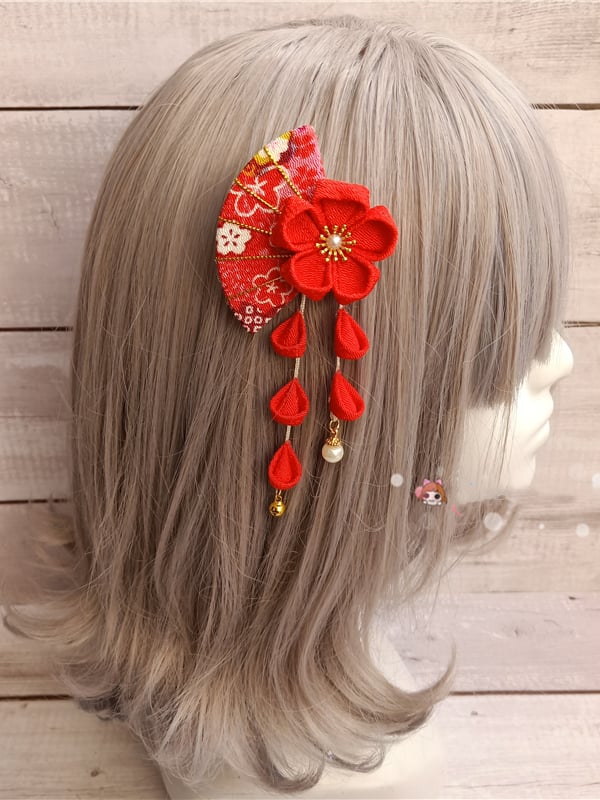 Yellow / Red / Pink Handmade Sakura Design Hairclip