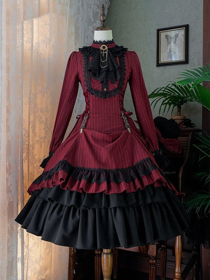 Lolita Collar Gothic with Petite Dress Ruffle