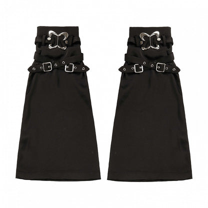 Buckle Black/White Straps Design Leg Warmers