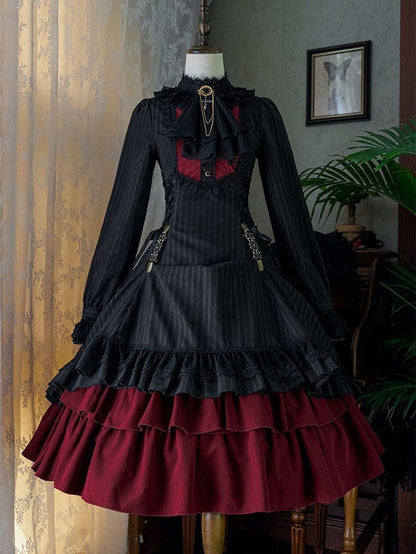 Lolita Collar Gothic with Petite Dress Ruffle