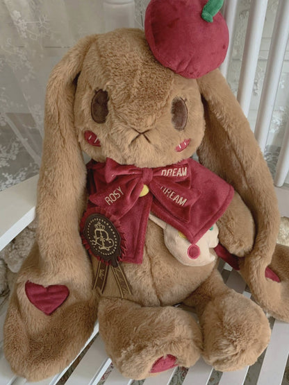 Apple Pie Little Painter Plush Bunny Bag Brown and Red