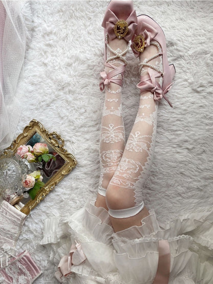 Rose Glass Over Knee Stockings