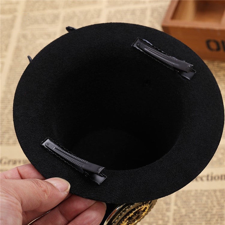 Gears Rabbit Ear Design Black Mini Hat