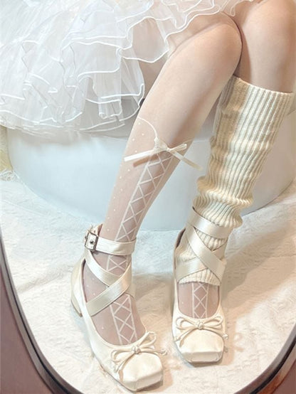 Wickelschuhe Ballett Weiß Elegant Satin Riemchen Knöchel