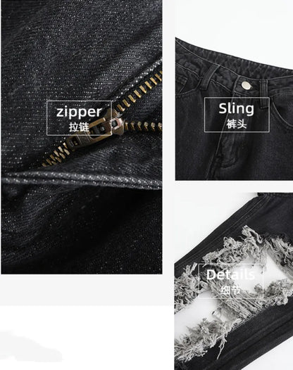 Distressed Jeans mit Fransen und schwarzen Löchern