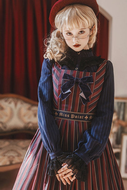 Blouse Gothic Collar / White Dark – Blue) Available Red High Colors Lolita Fabric 4 Washed in Suede (Black