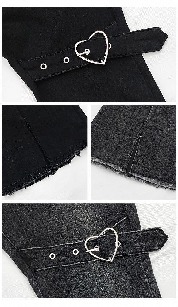 Jeans on Buckle Thigh Flared