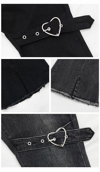 Jeans on Buckle Thigh Flared