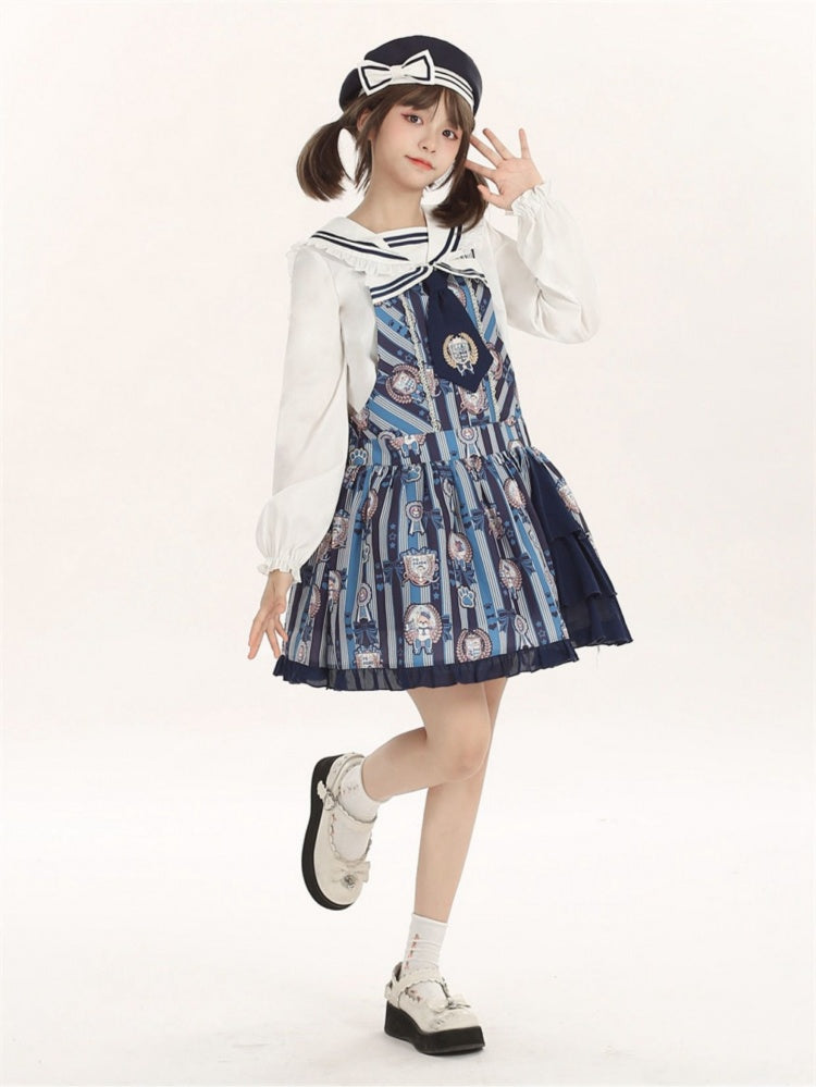 Dog's Detail Bowknot Pattern Dress Overall Badge Glory Dog