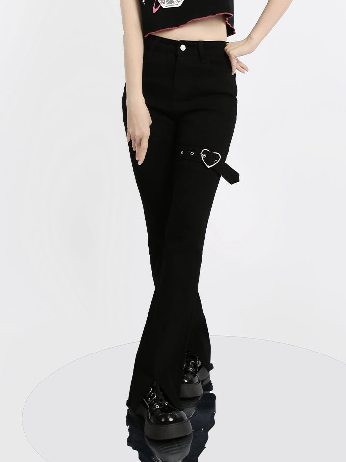 Jeans on Buckle Thigh Flared