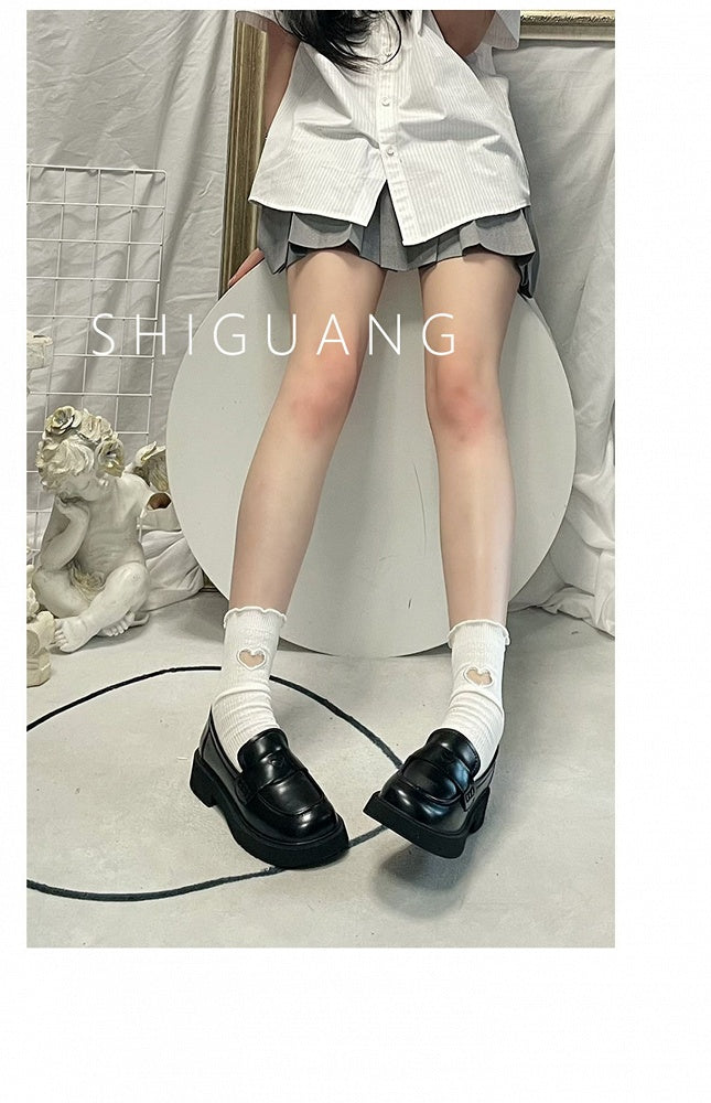 Design Trim Socks Ruffle Sweetheart Cut-out