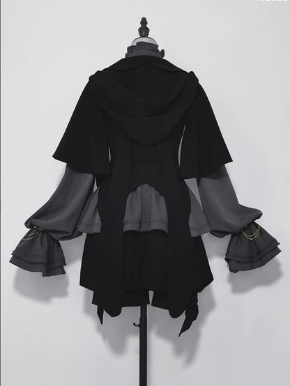 Ears Black Bunny Jacket Ouji Hood Oversized with Fashion