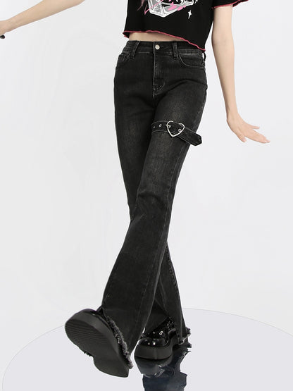 Jeans on Buckle Thigh Flared