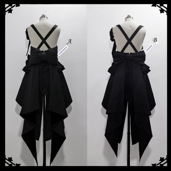 Train Bunny Striped Theater Bowknot Black