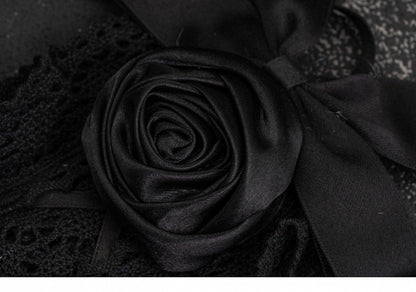Black Lace-up Handmade Cross Rose Details Hairband