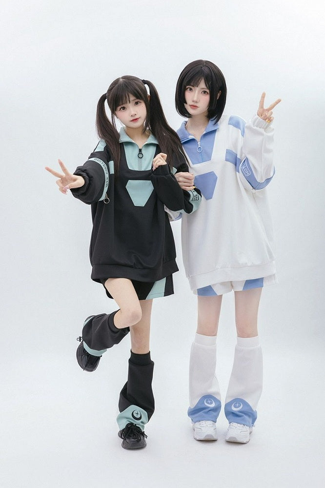 and White Blue Kaiwai Shorts Tenshi Light