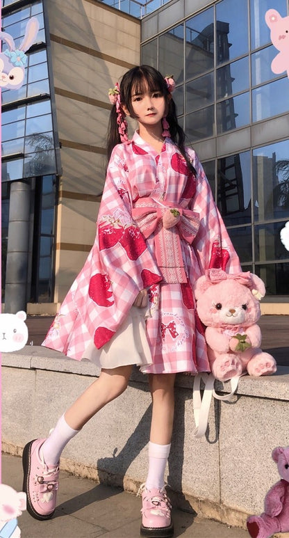 Strawberry Bag Bear White/Black/Coffee/Pink Plush
