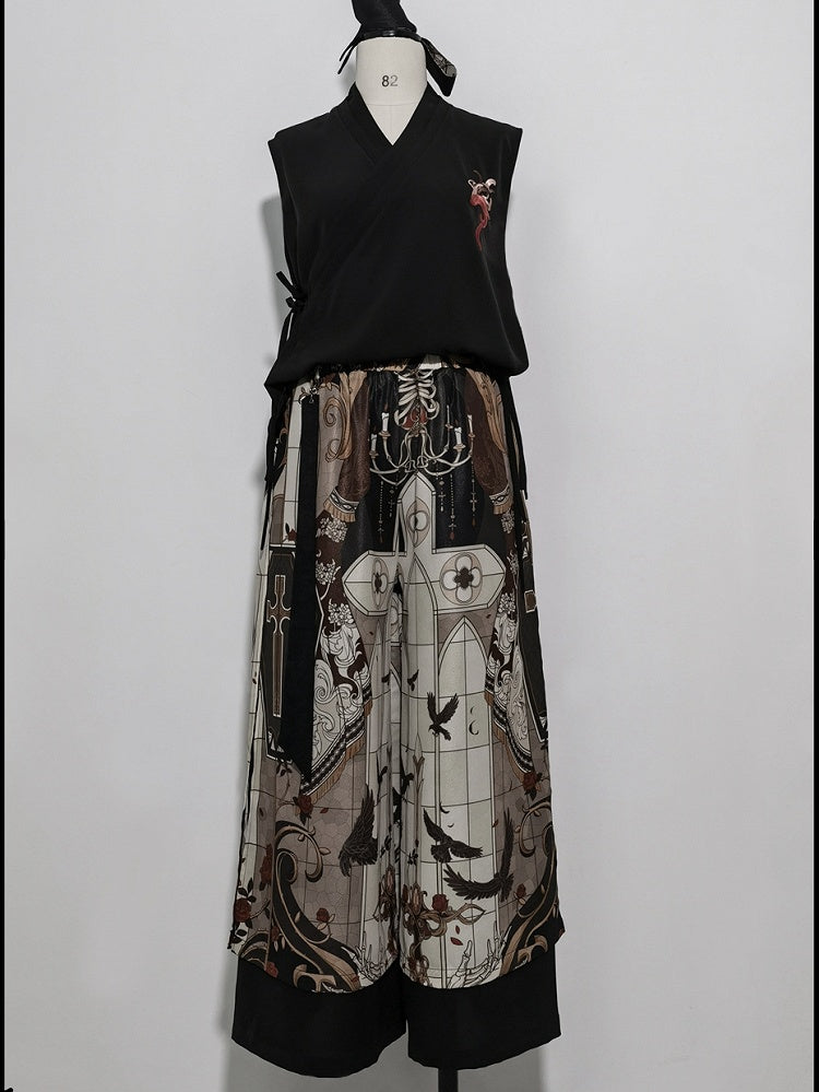 Cross Pants Cut Print Command Wide-leg Night