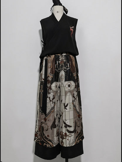 Cross Pants Cut Print Command Wide-leg Night
