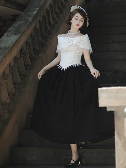 Black Box Pleat Elegant Long Skirt