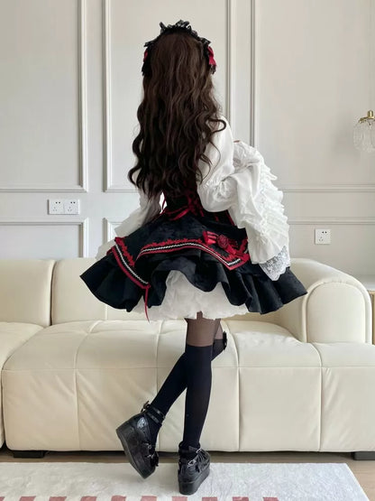 White Ruffle Neckline Long Sleeves Blouse