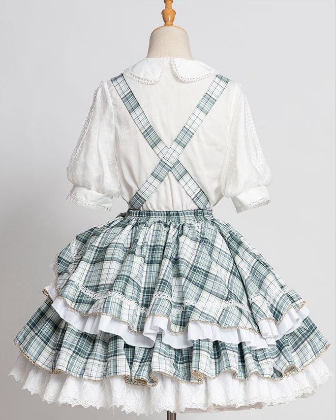 Green Plaid Ruffle Skirt Idol Dress Lolita Overalls