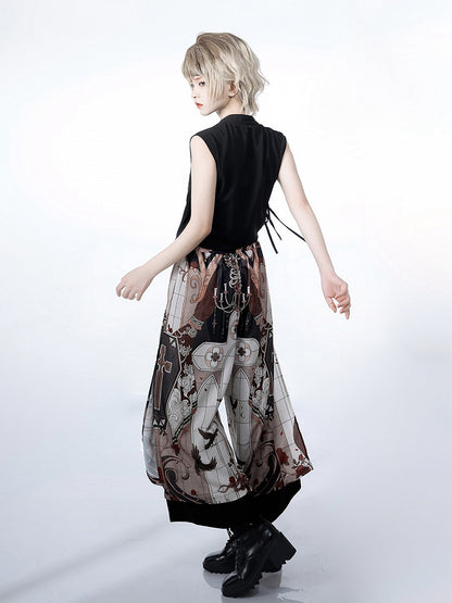 Cross Pants Cut Print Command Wide-leg Night