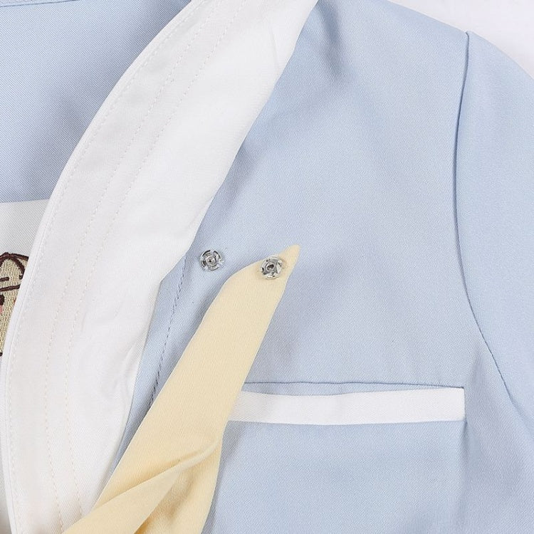Blaues Top mit Matrosenkragen und kleinem Huhn