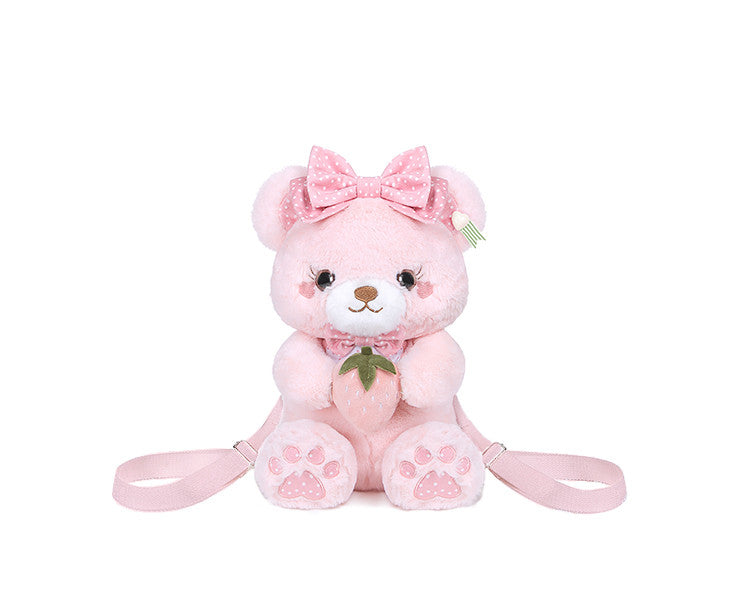 Strawberry Bag Bear White/Black/Coffee/Pink Plush