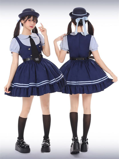 Navy Blue Hat with Bow at Back