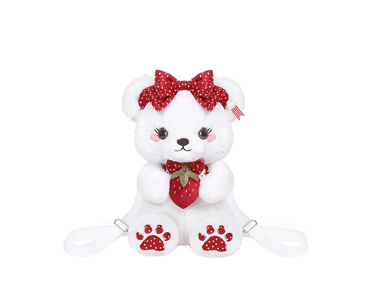 Strawberry Bag Bear White/Black/Coffee/Pink Plush