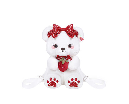 Strawberry Bag Bear White/Black/Coffee/Pink Plush