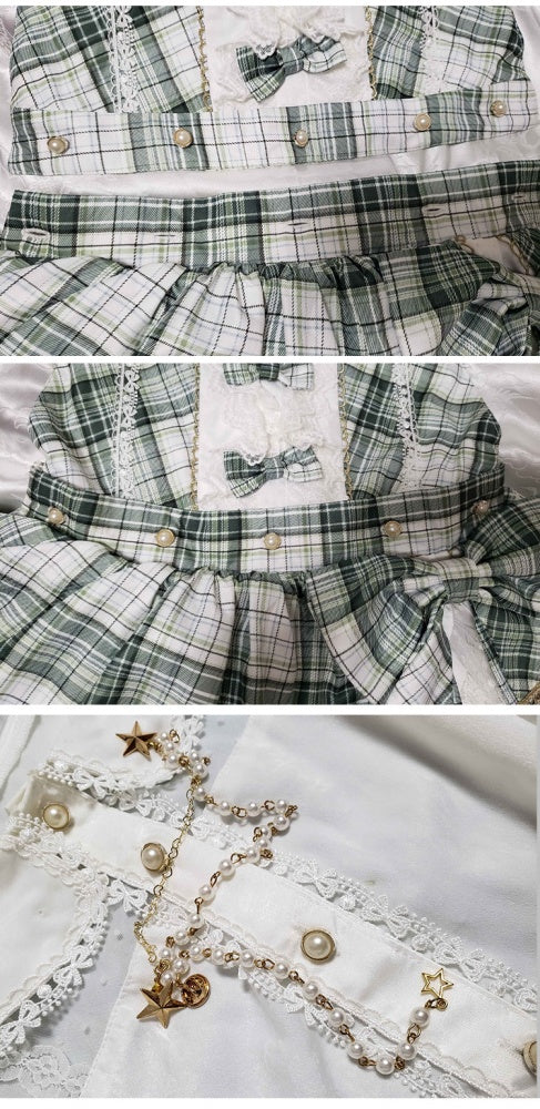 Green Plaid Ruffle Skirt Idol Dress Lolita Overalls