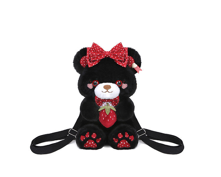 Strawberry Bag Bear White/Black/Coffee/Pink Plush
